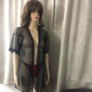 Black Sheer BabyDoll Top Vintage New  Small